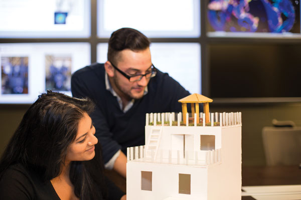 First-year students working on a project.